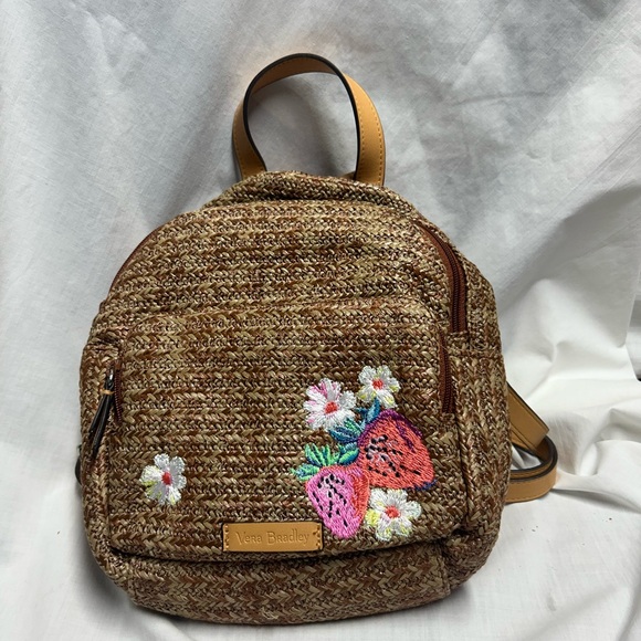 Vera Bradley Fruit Basket Small Back Pack Purse Embroidered Patch Adjustable - Picture 2 of 12